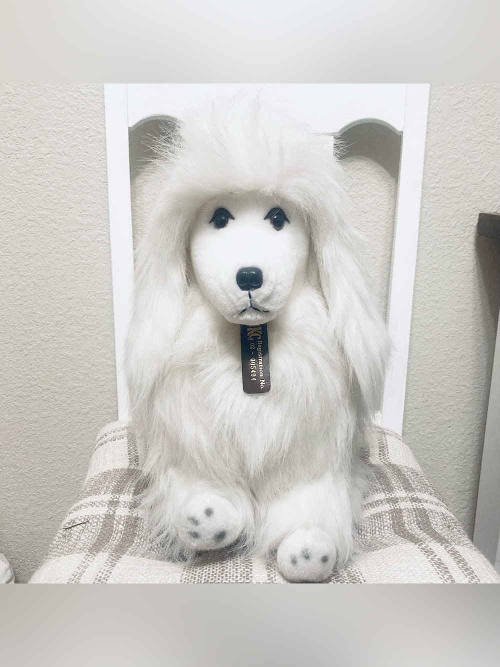IKC Polar Puff 15" Poodle 24K White Reg Number 02-005494 1985 Plush